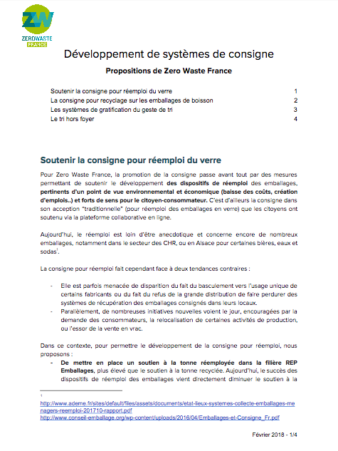 Consignes, Récupération